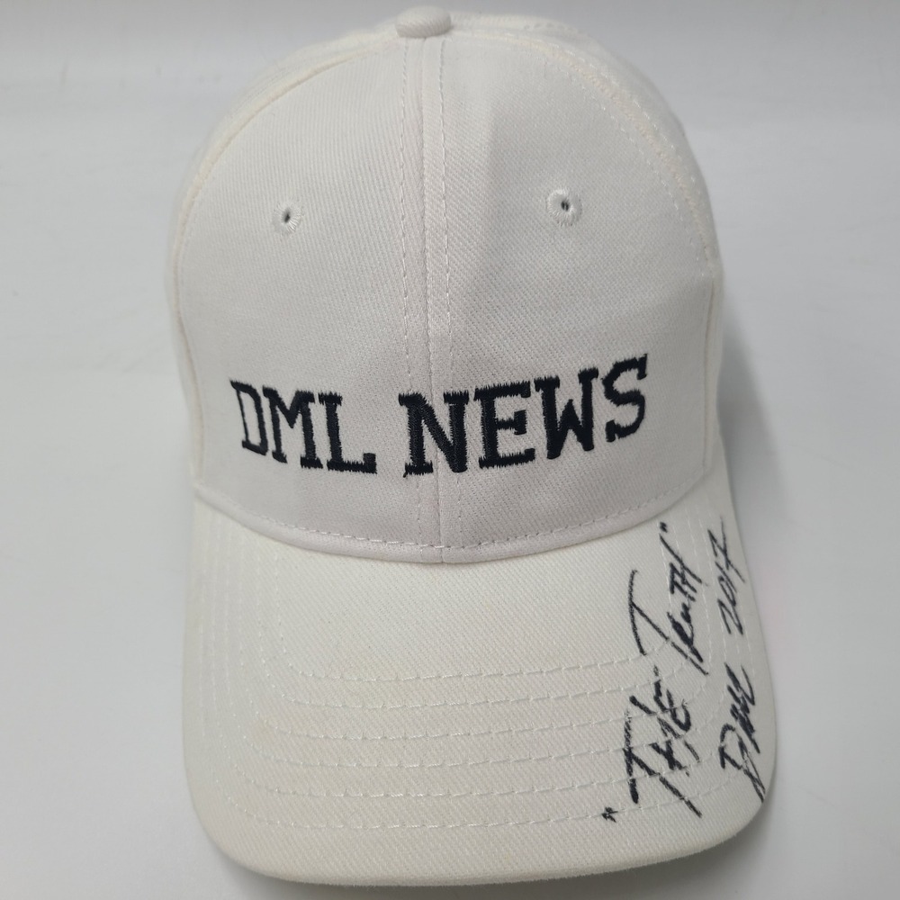DML News Hat Adjustable White Dennis Michael Lynch Signed Autographed The Truth